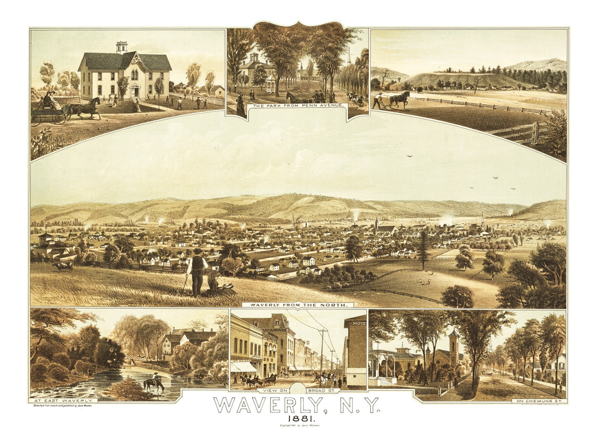 Preview of Vintage Map of Waverly, New York 1881