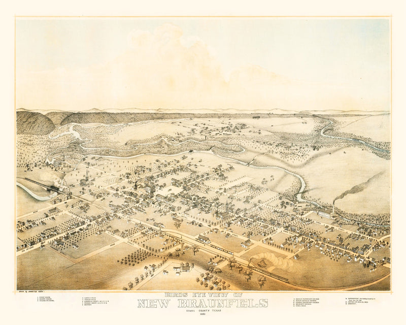 Size comparison using Vintage Map of New Braunfels, Texas 1881