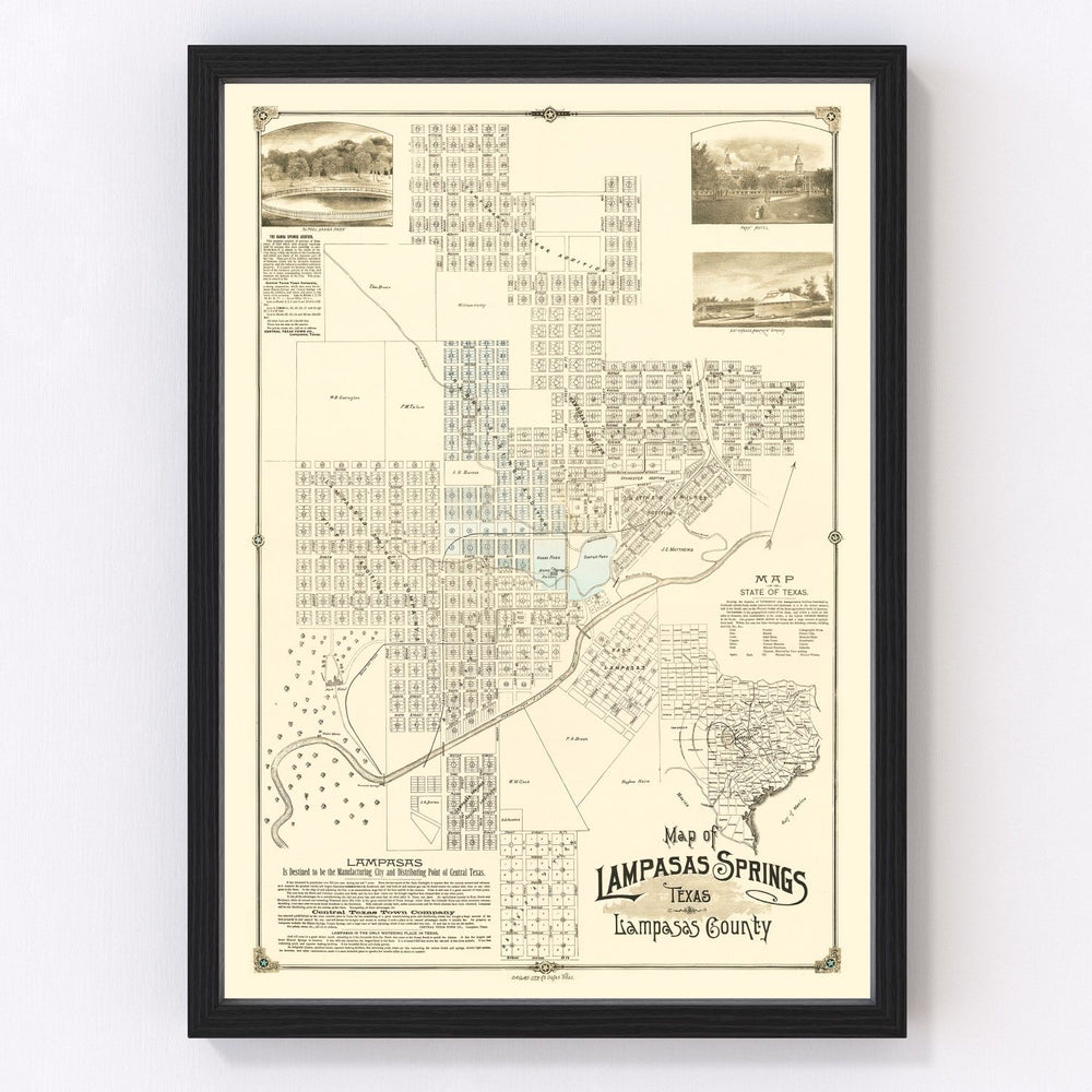Lampasas Springs Vintage Map 1884