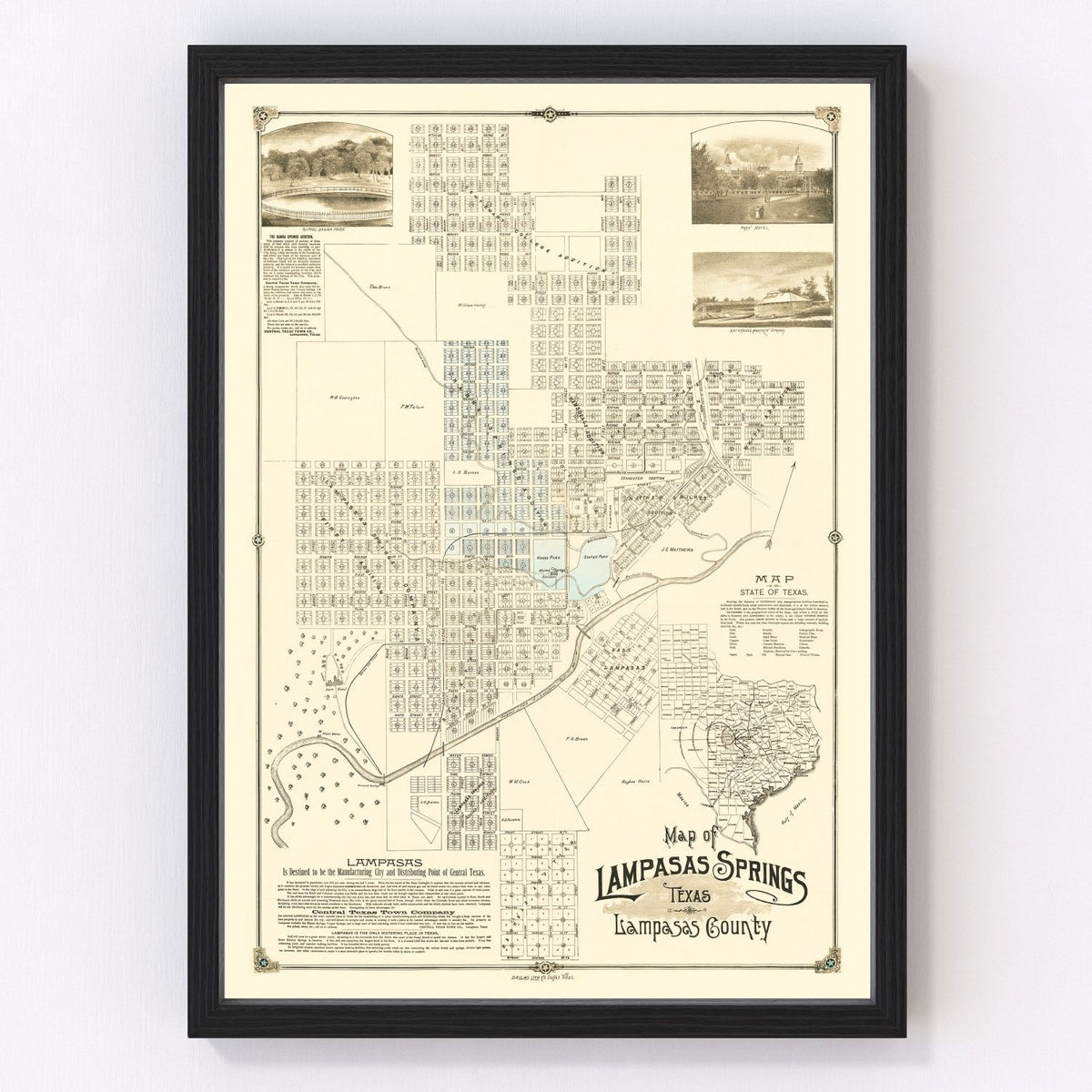Lampasas Springs Vintage Map 1884