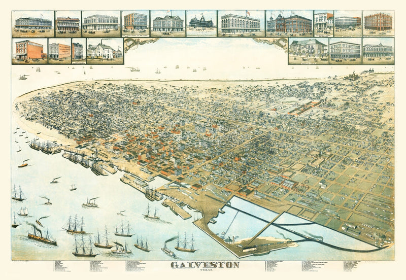 Size comparison using Vintage Map of Galveston, Texas 1885