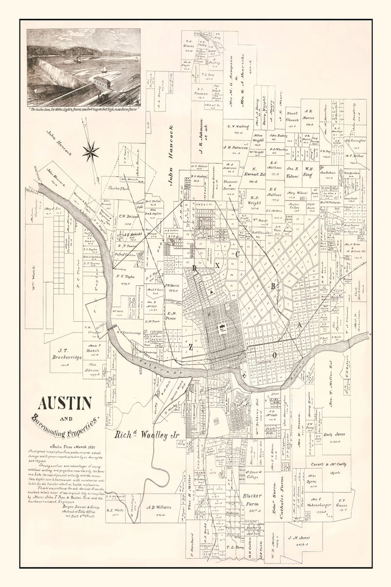 Size comparison using Vintage Map of Austin, Texas 1891