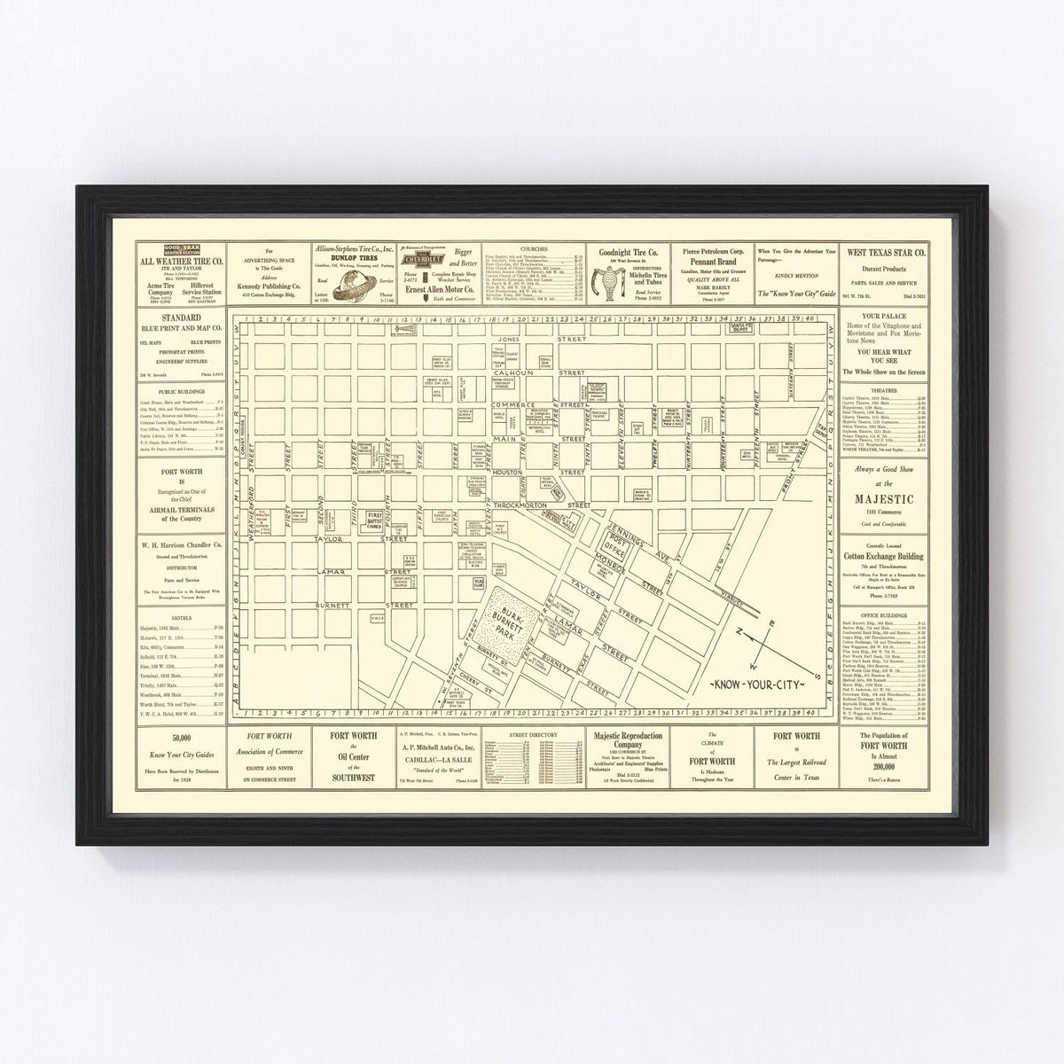Fort Worth Vintage Map 1928