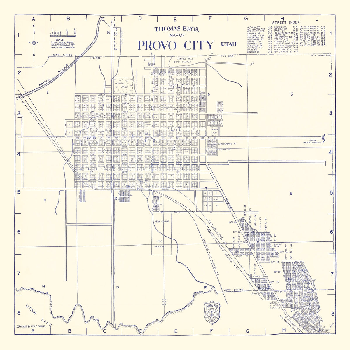 Preview of Vintage Map of Provo City, Utah 1920