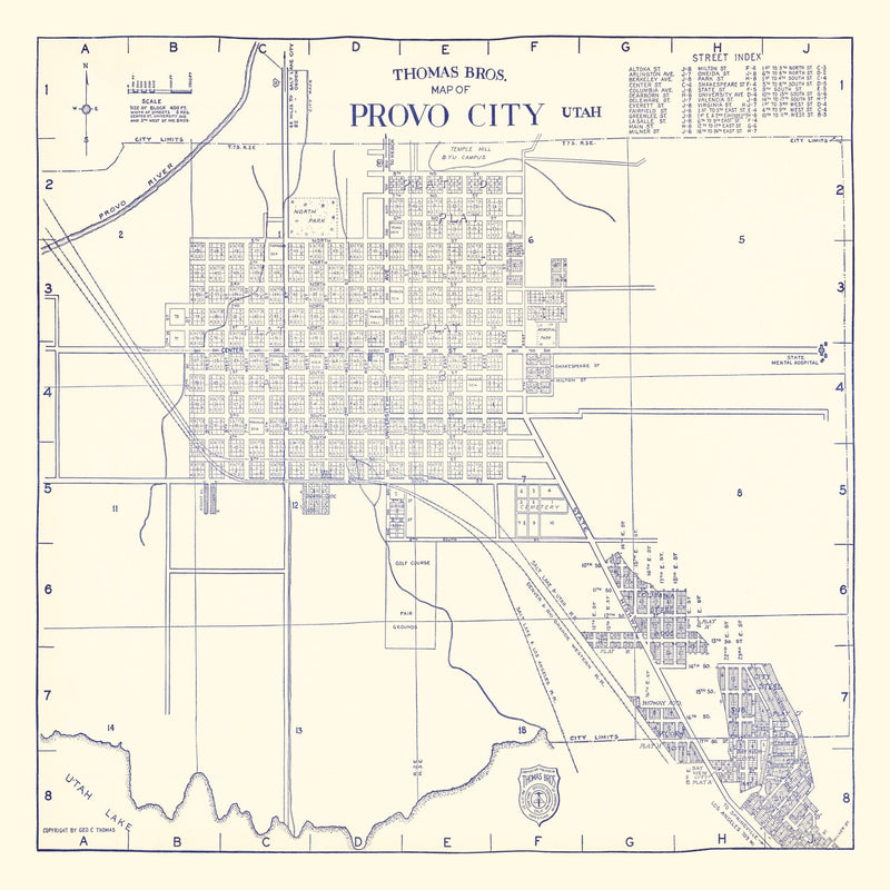 Size comparison using Vintage Map of Provo City, Utah 1920