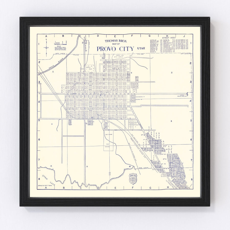 Vintage Map of Provo City, Utah 1920