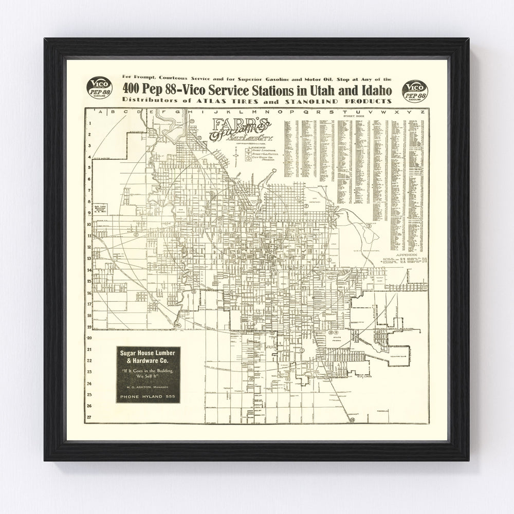 Salt Lake City Vintage Map 1926
