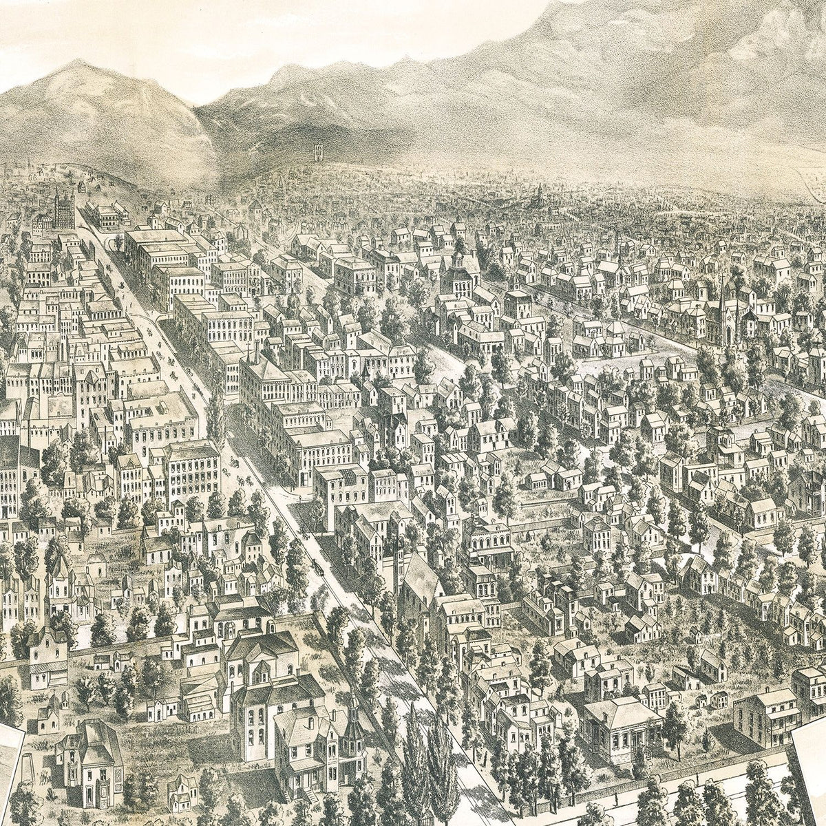 Restored historic details from the 1887 city map of Salt Lake City, Utah