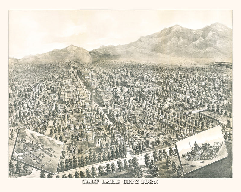 Size comparison using Vintage Map of Salt Lake City, Utah 1887