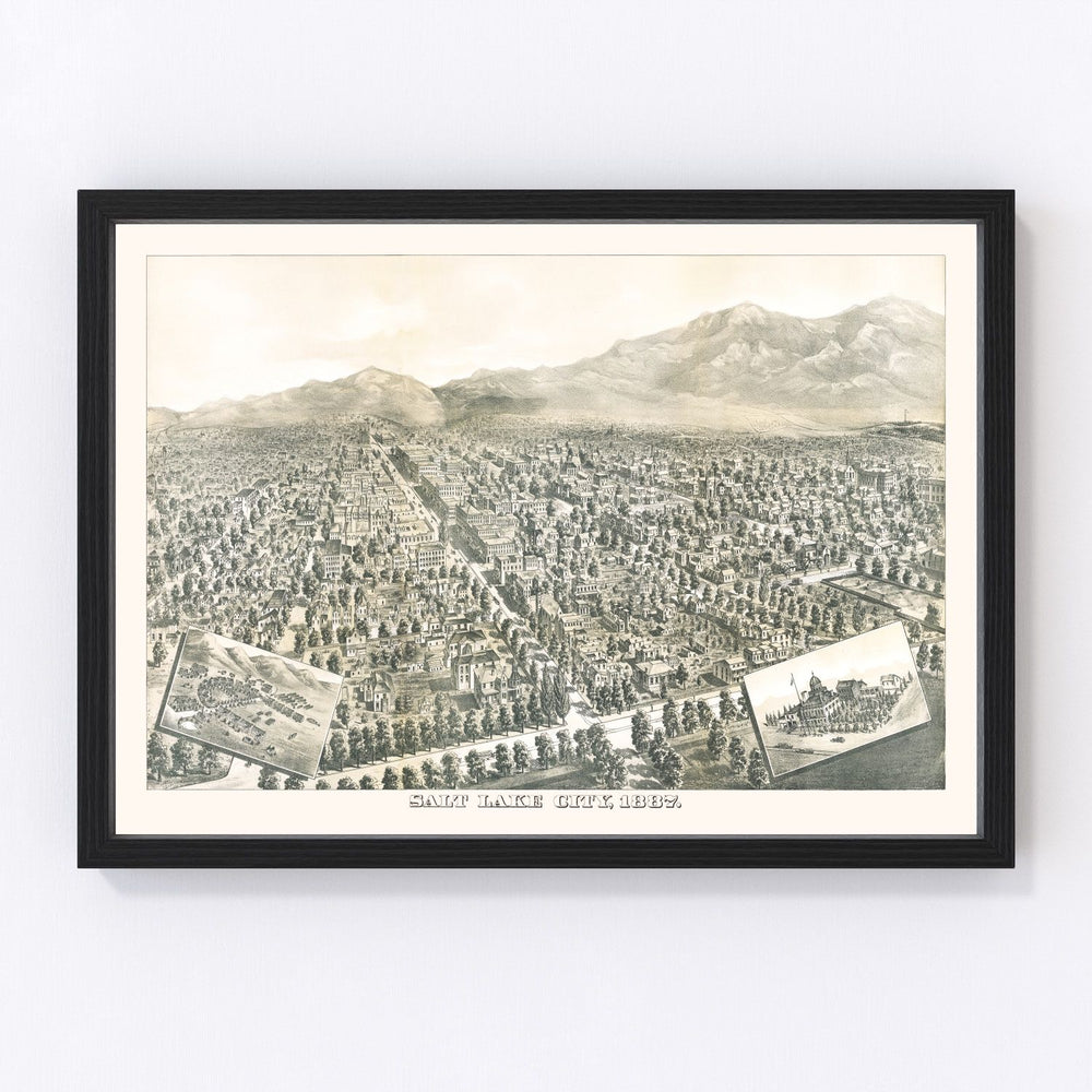 Salt Lake City Vintage Map 1887