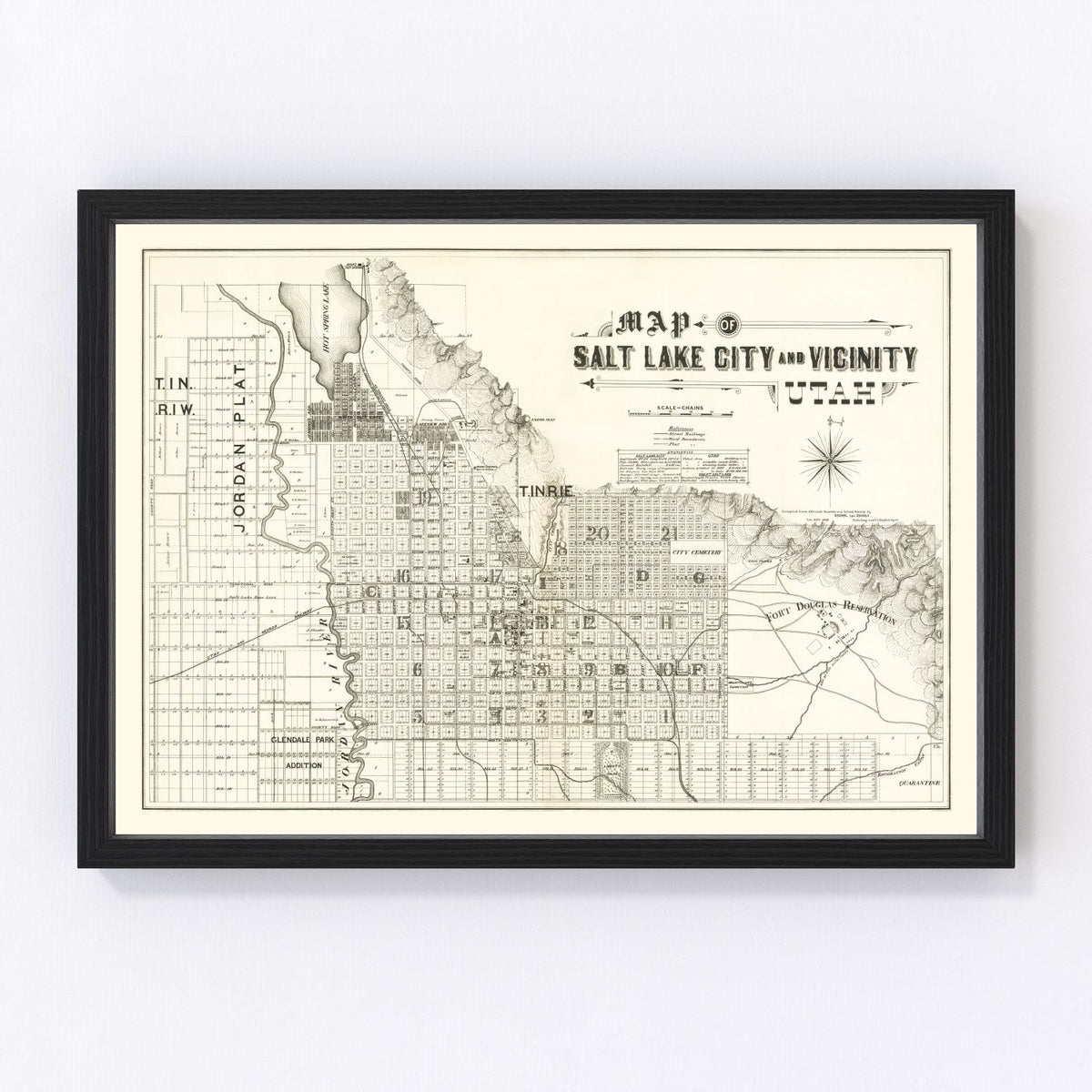 Salt Lake City Vintage Map 1888