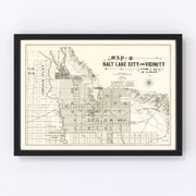 Salt Lake City Vintage Map 1888