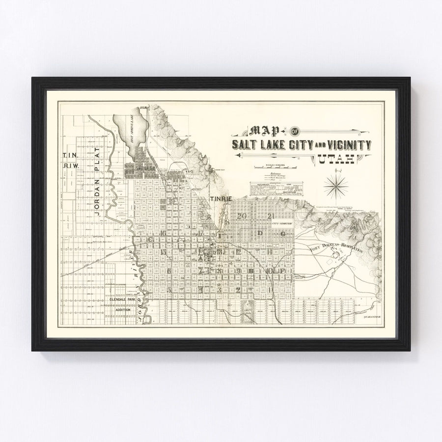 Vintage Map of Salt Lake City, Utah 1888