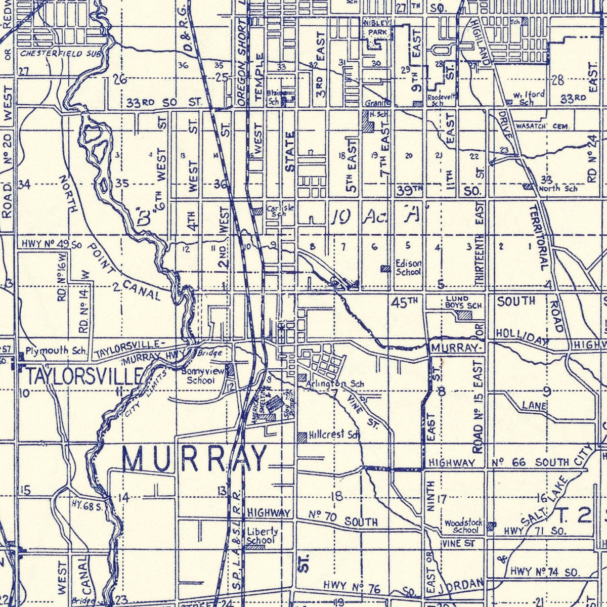 Restored historic details from the 1920 city map of Salt Lake City, Utah