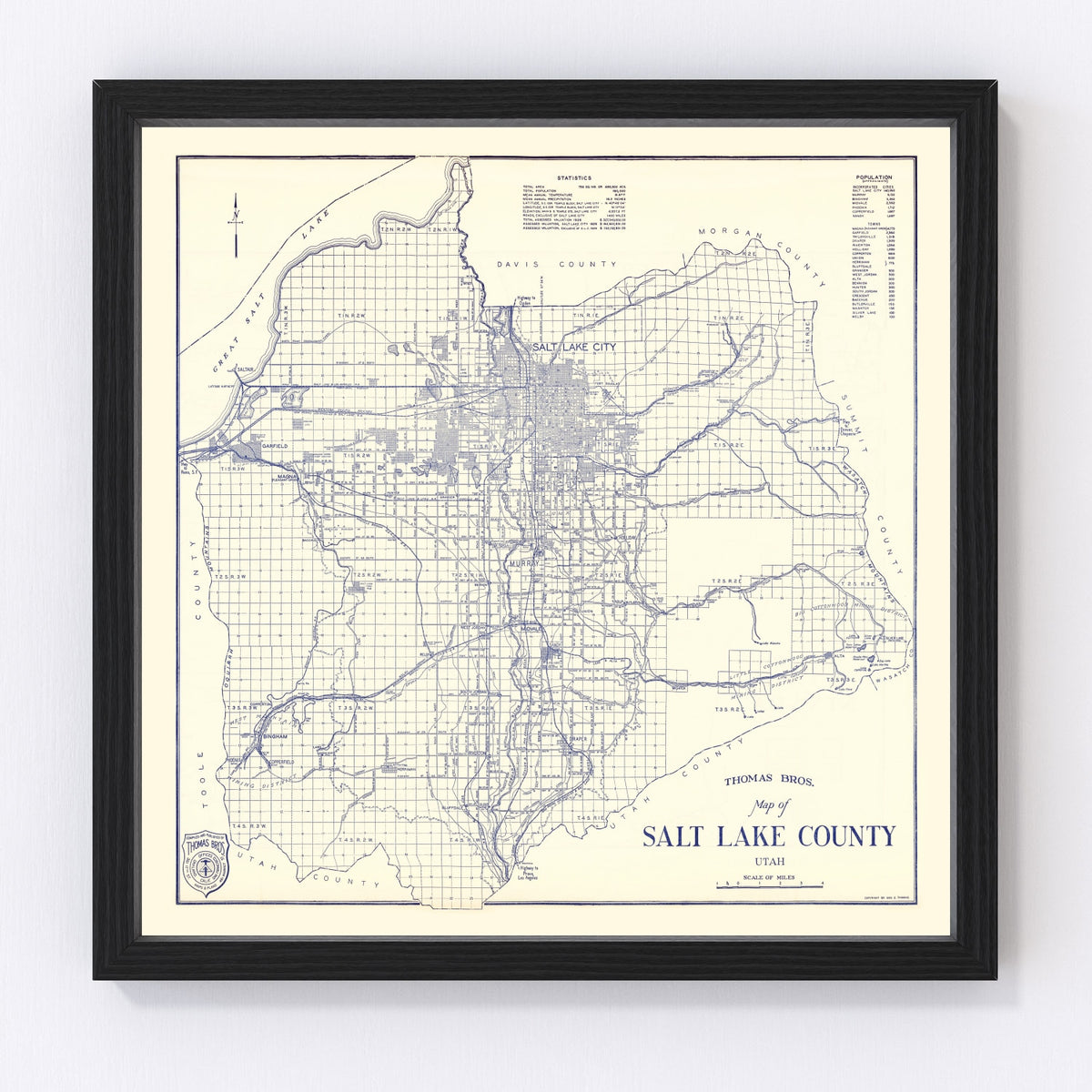 Salt Lake City Vintage Map 1920