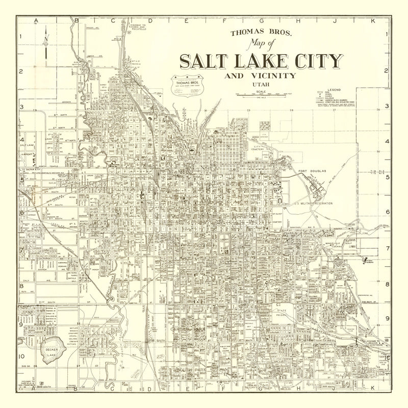 Size comparison using Vintage Map of Salt Lake City, Utah 1935