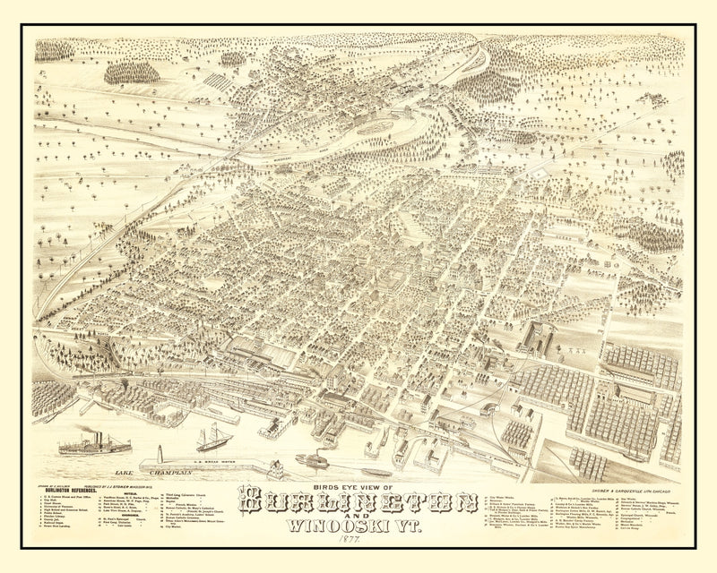 Size comparison using Vintage Map of Burlington, Vermont 1877