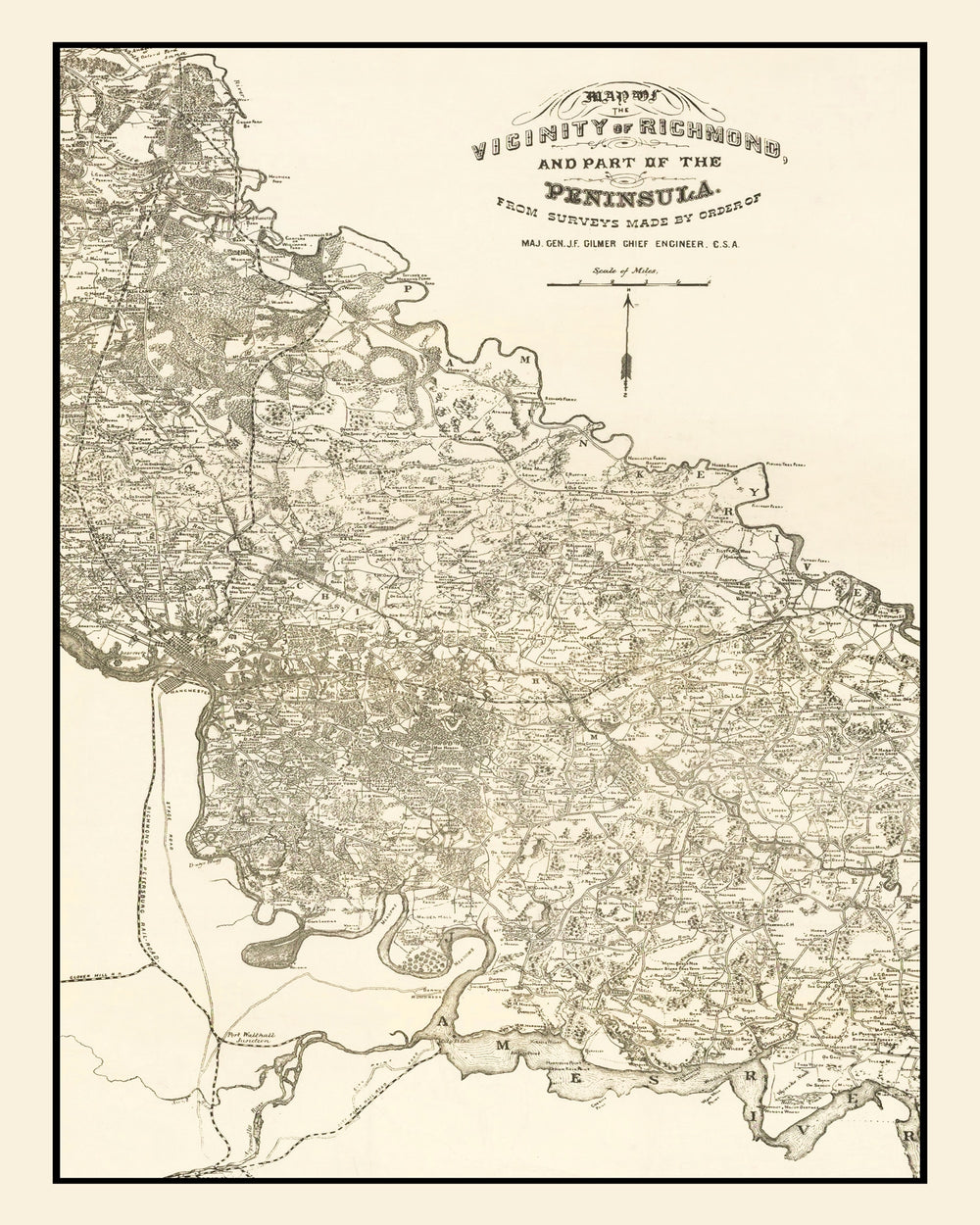 Vintage Map of Richmond, Virginia 1867 print style example