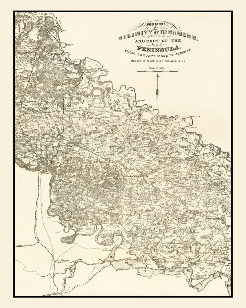 Size comparison using Vintage Map of Richmond, Virginia 1867