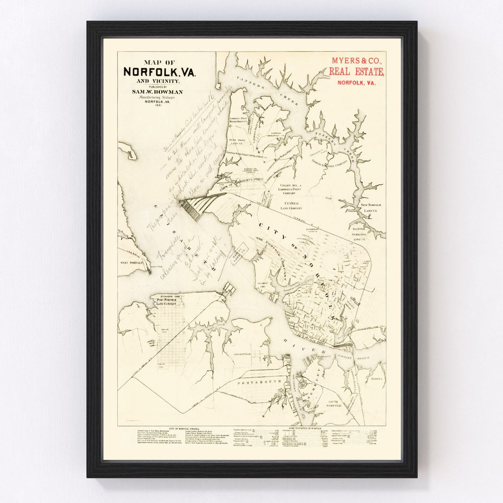 Norfolk Vintage Map 1891