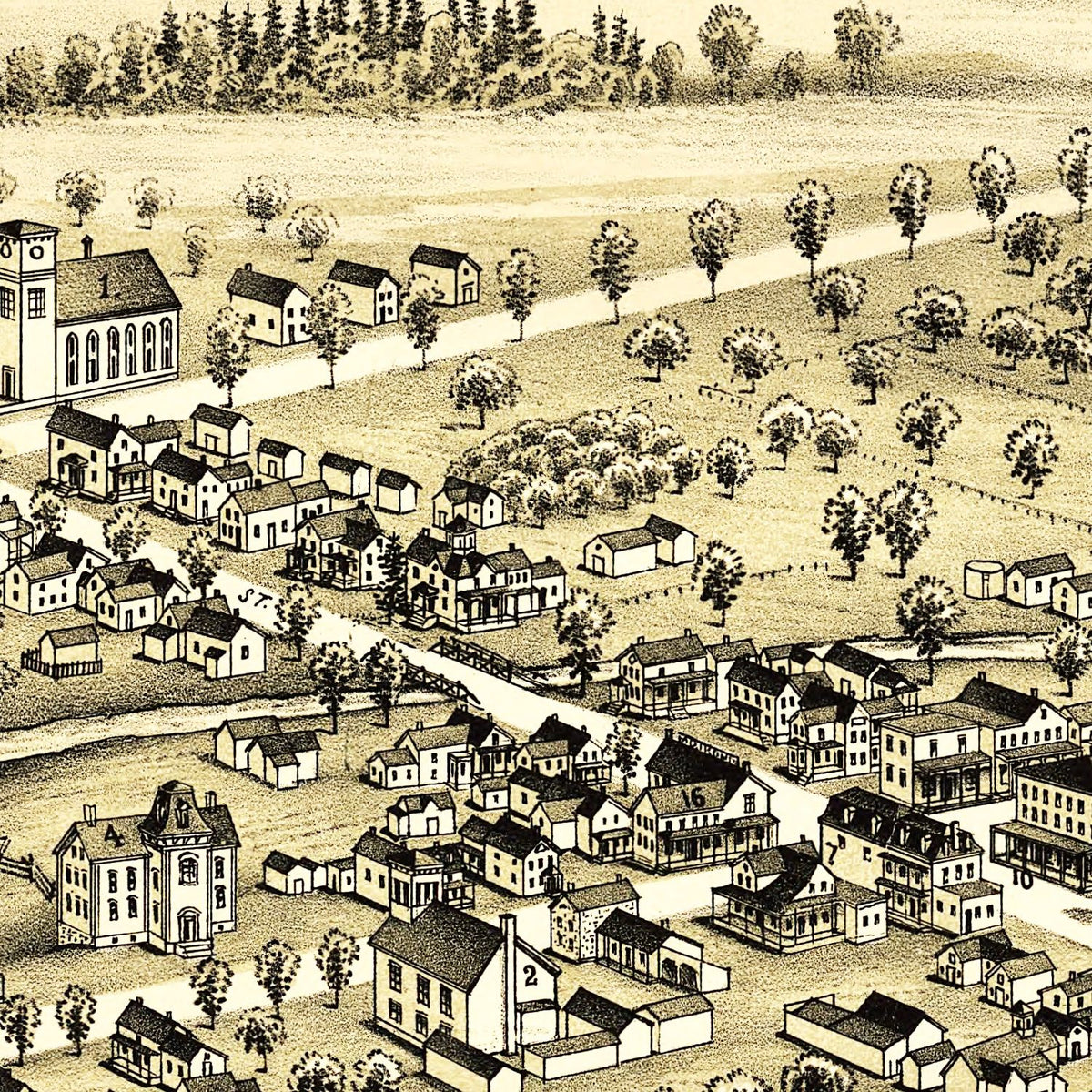 Restored historic details from the 1899 city map of West Chazy, New York