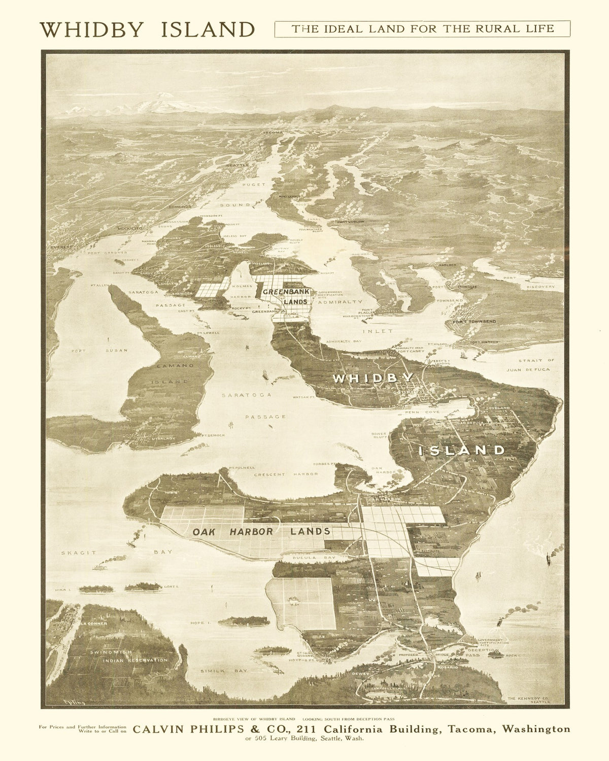 Preview of Vintage Map of Whidby Island, 1910