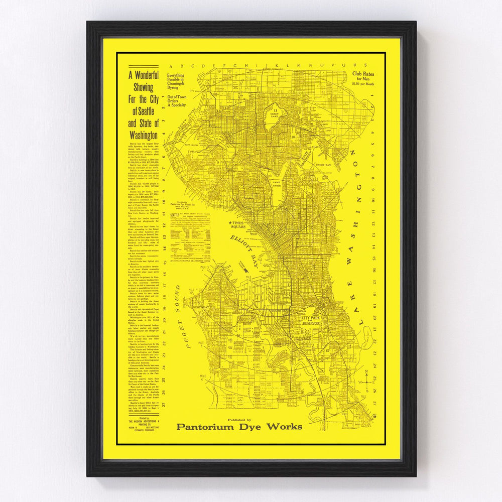 Seattle Vintage Map 1912