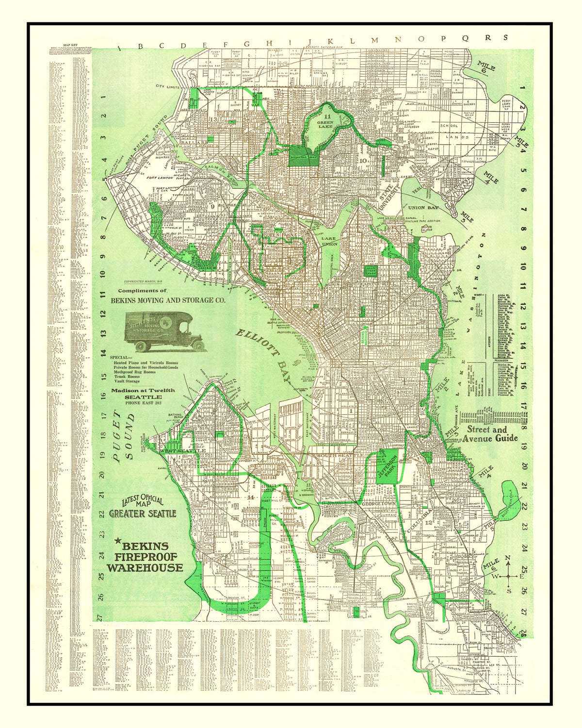 Preview of Vintage Map of Seattle, Washington 1913