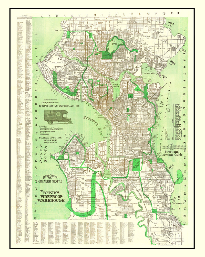 Size comparison using Vintage Map of Seattle, Washington 1913
