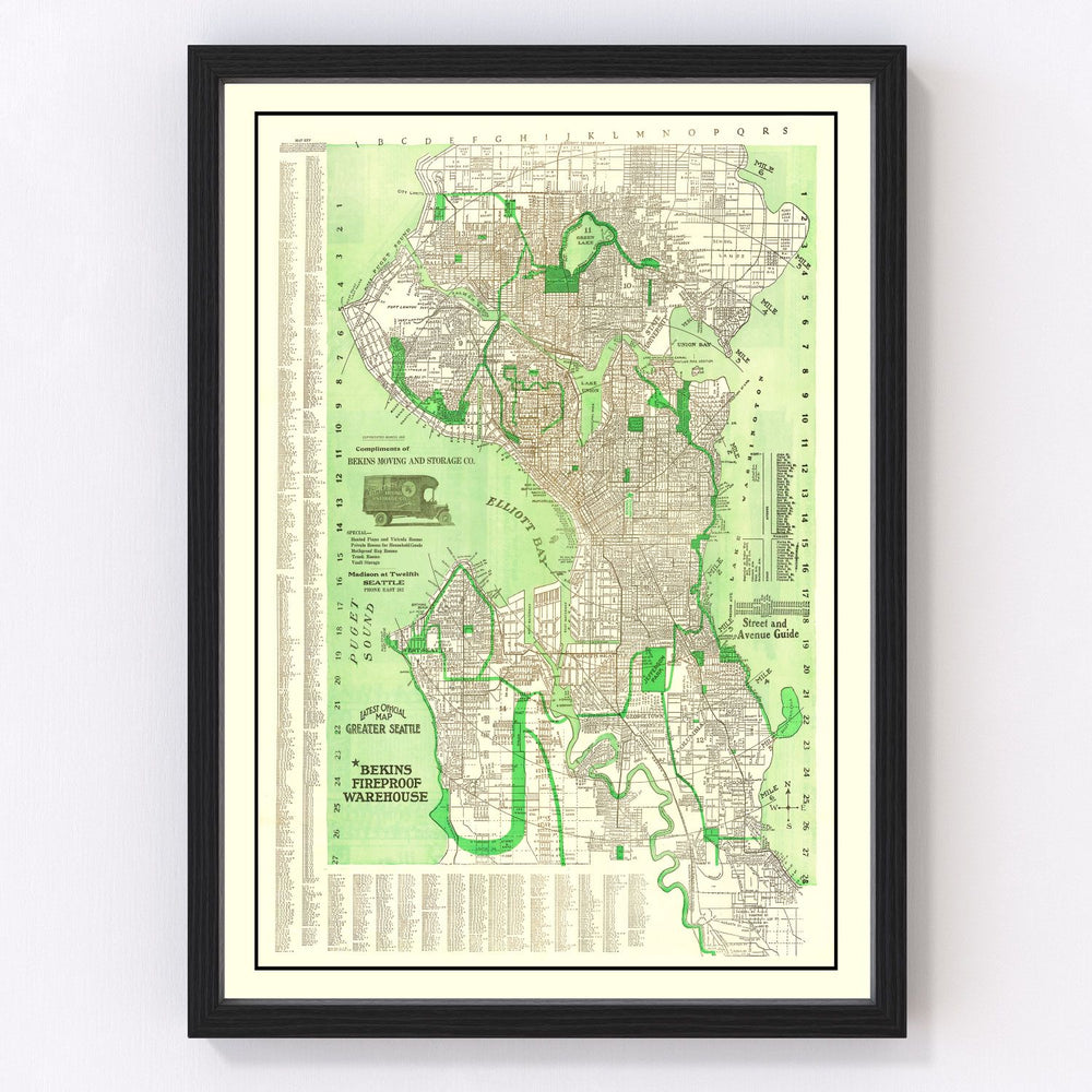 Seattle Vintage Map 1913