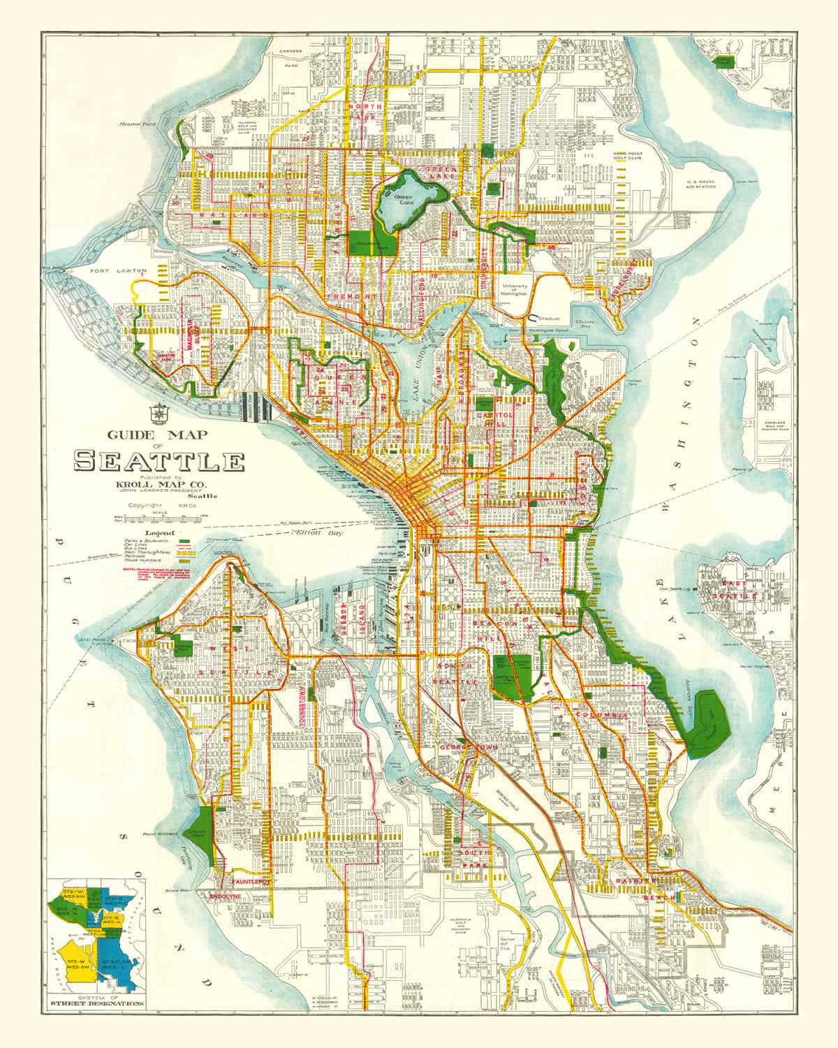 Preview of Vintage Map of Seattle, Washington 1929