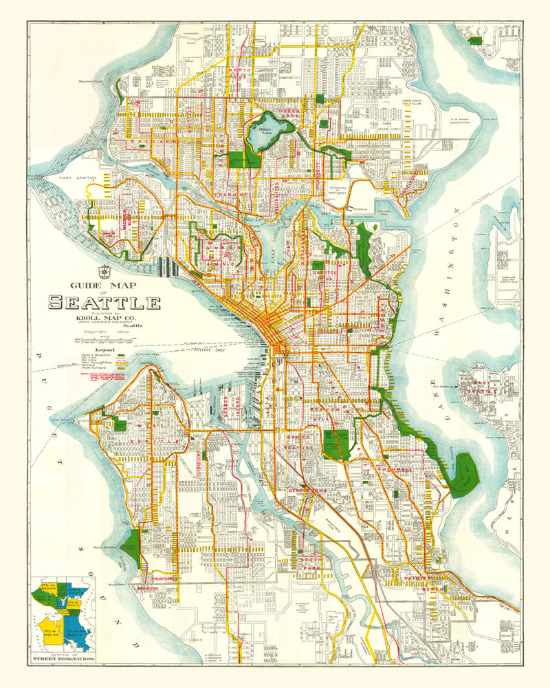 Size comparison using Vintage Map of Seattle, Washington 1929