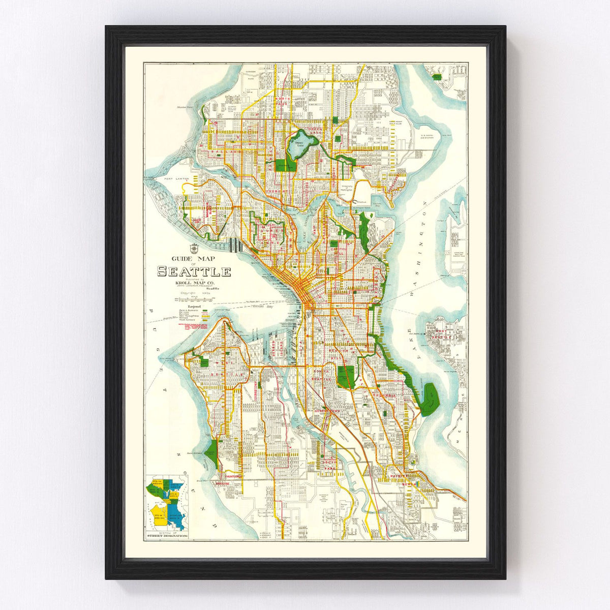 Seattle Vintage Map 1929