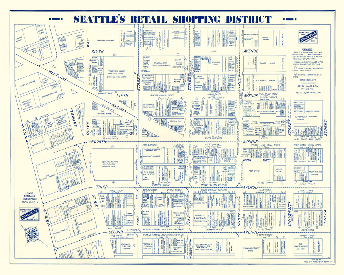 Preview of Vintage Map of Seattle, Washington 1930