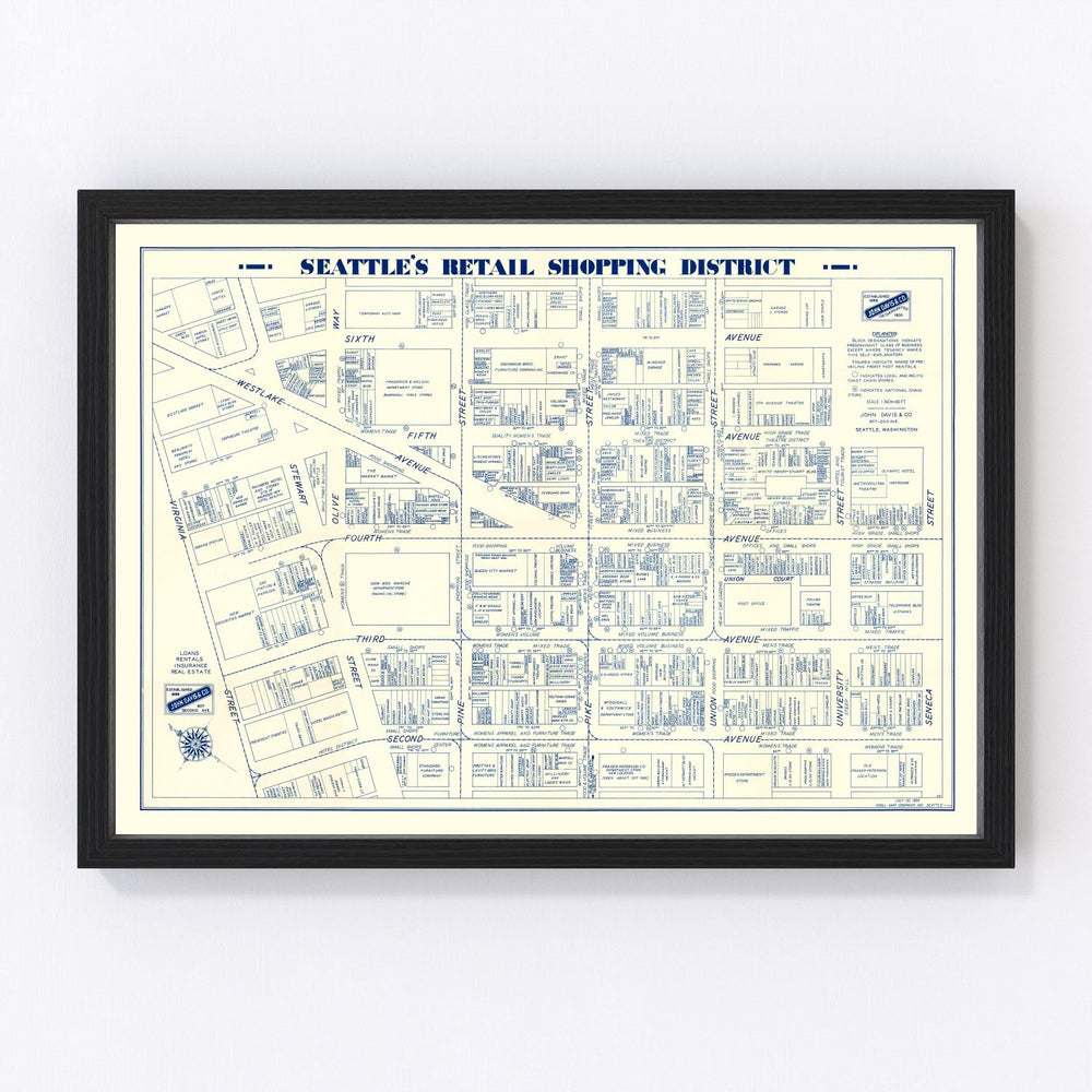 Seattle Vintage Map 1930
