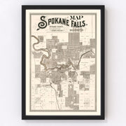 Spokane Falls Vintage Map 1889