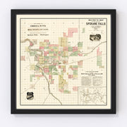 Spokane Falls Vintage Map 1890