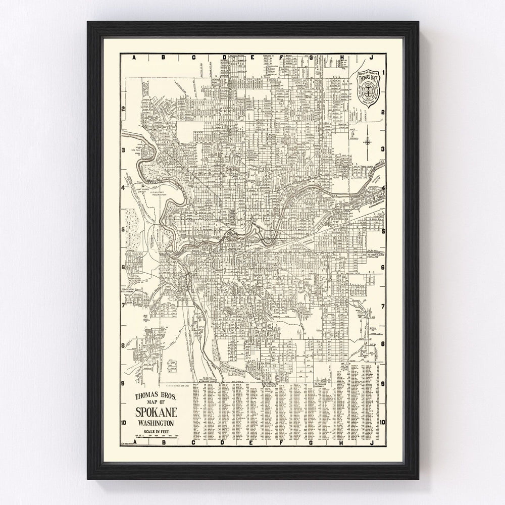 Spokane Vintage Map 1920