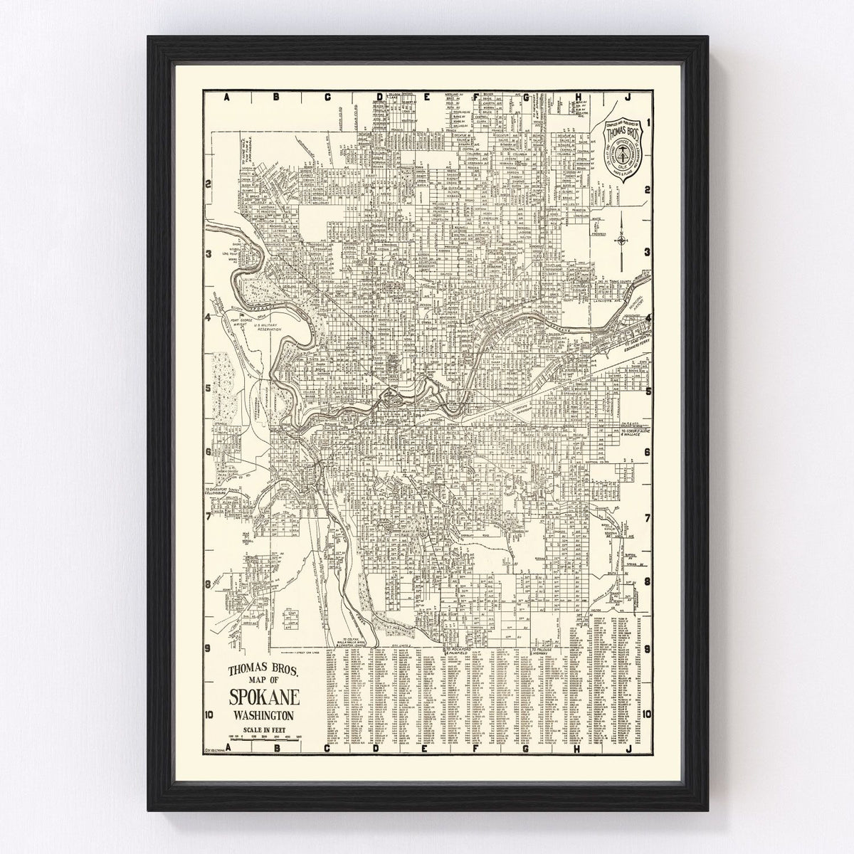 Spokane Vintage Map 1920