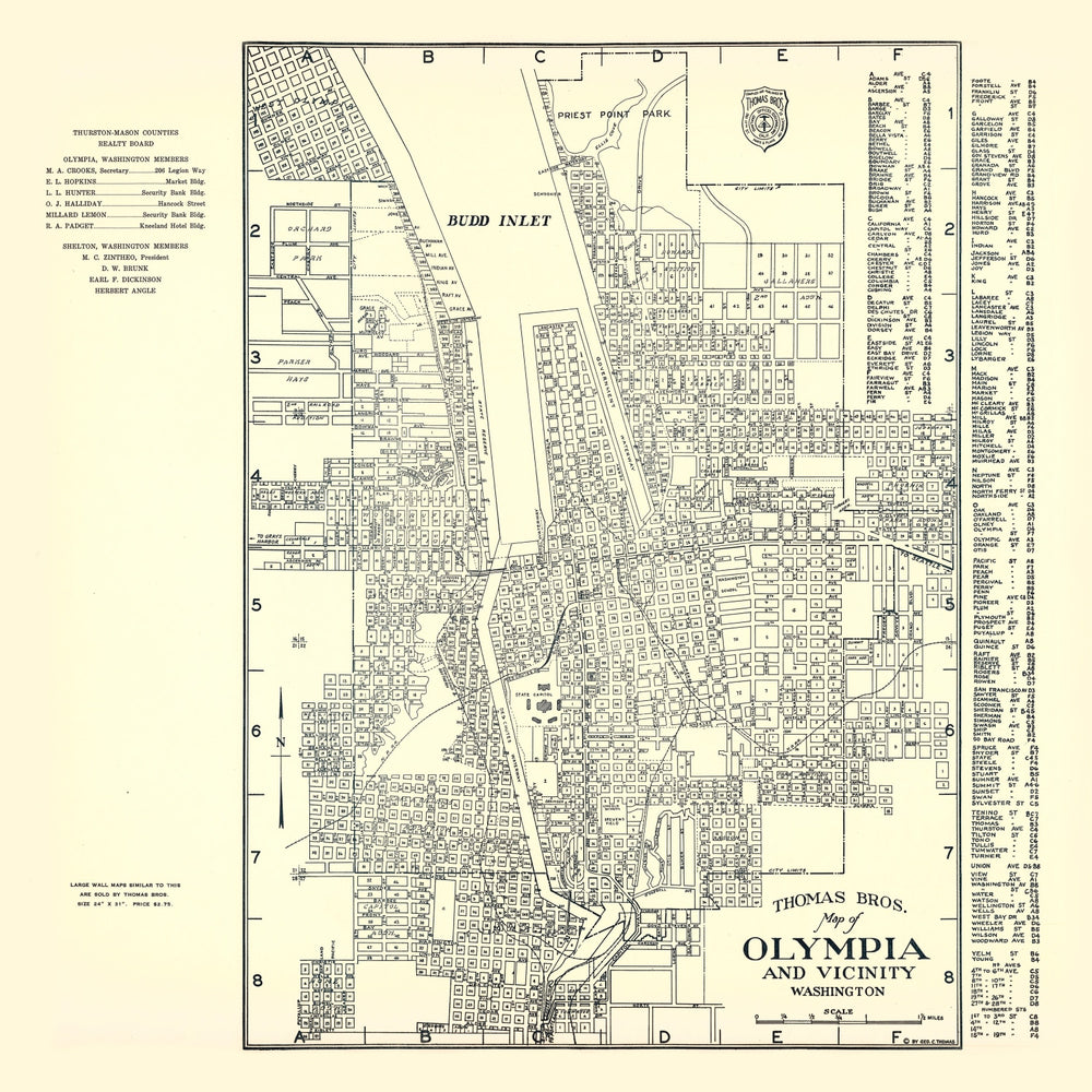 Vintage Map of Olympia, Washington 1920 print style example
