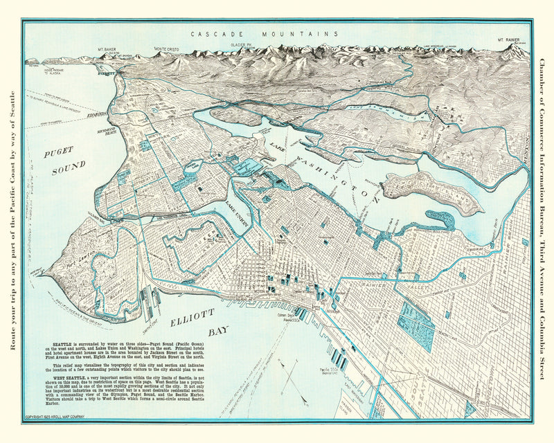 Size comparison using Vintage Map of Seattle, Washington 1925