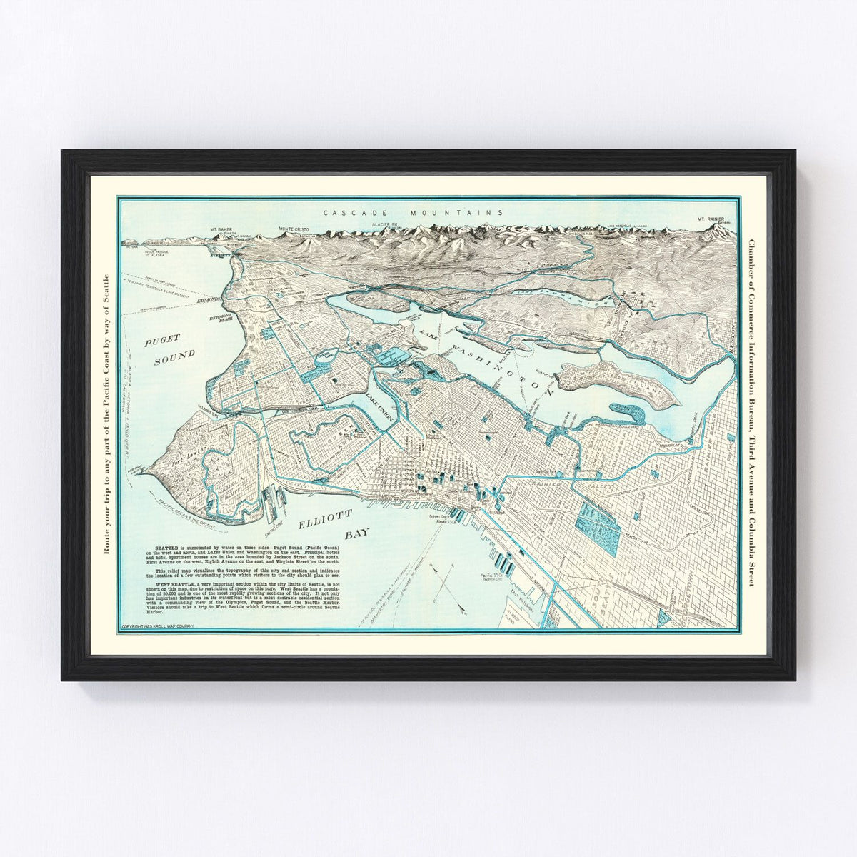 Seattle Vintage Map 1925