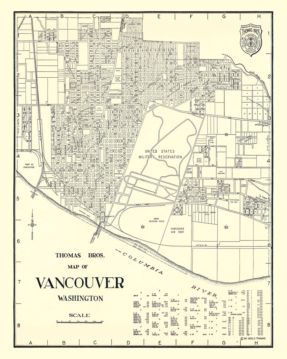 Vintage Map of Vancouver, Washington 1920 print style example