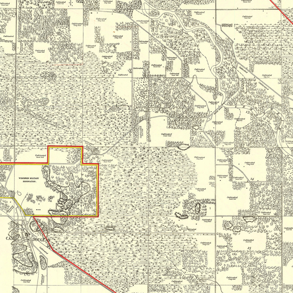 Restored historic details from the 1902 misc. attraction map of Juneau County, Wisconsin