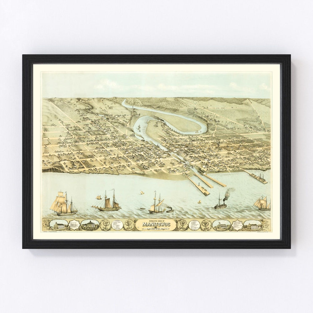 Manitowac Vintage Map 1868