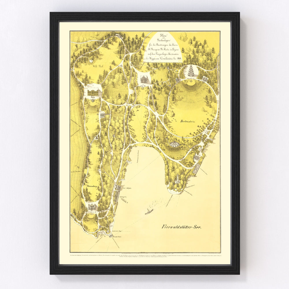 Lake Lucerne Vintage Map 1866