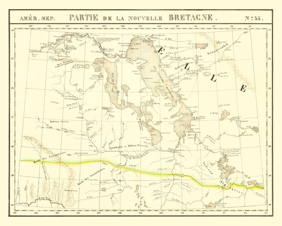 Preview of Vintage Map of Upper Missouri River, 1825