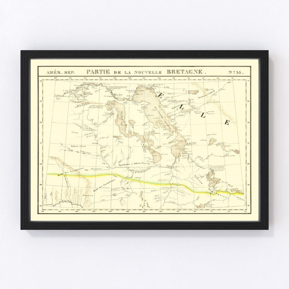 Upper Missouri River Vintage Map 1825