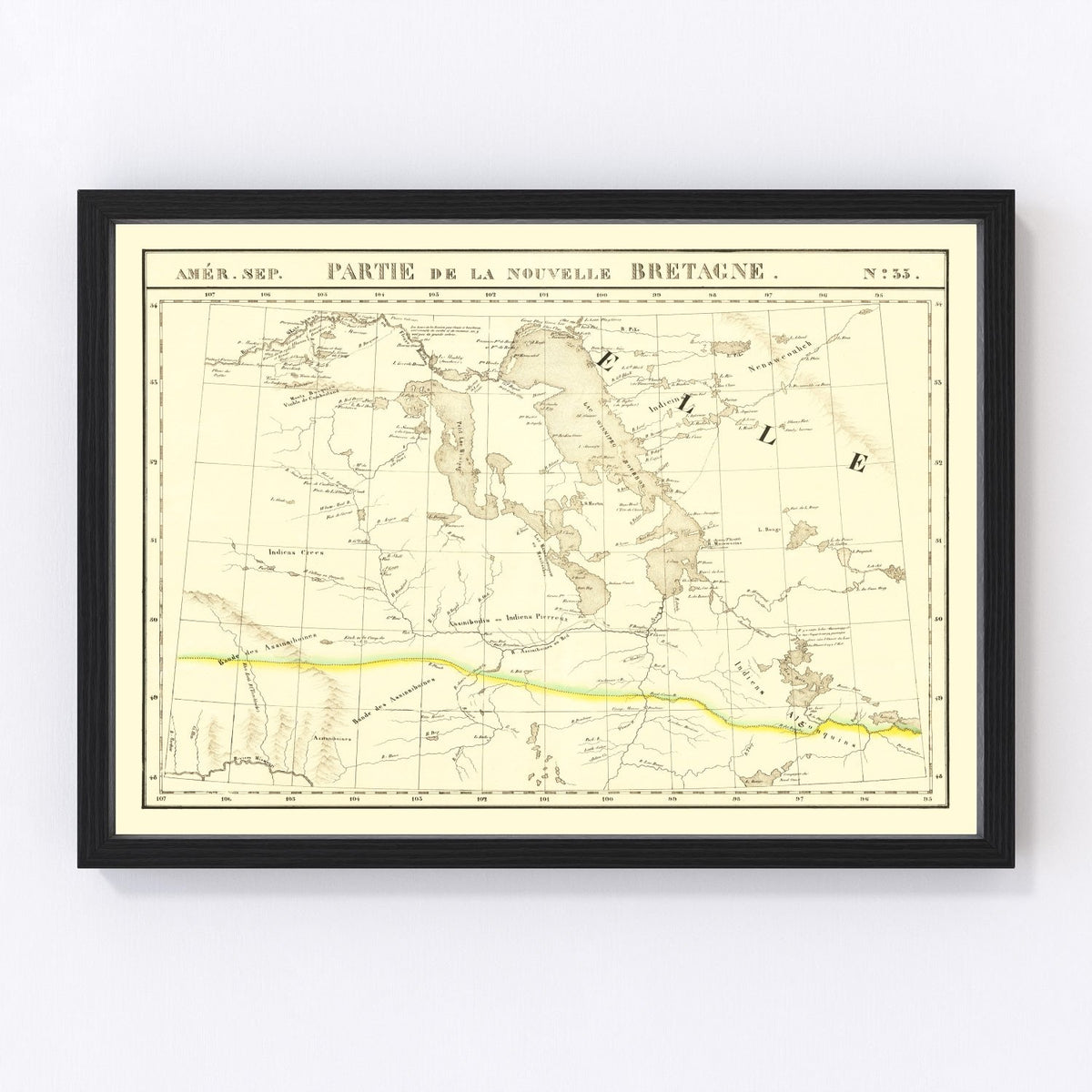 Upper Missouri River Vintage Map 1825