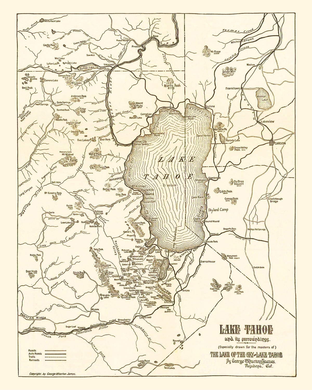 Preview of Vintage Map of Lake Tahoe, 1915